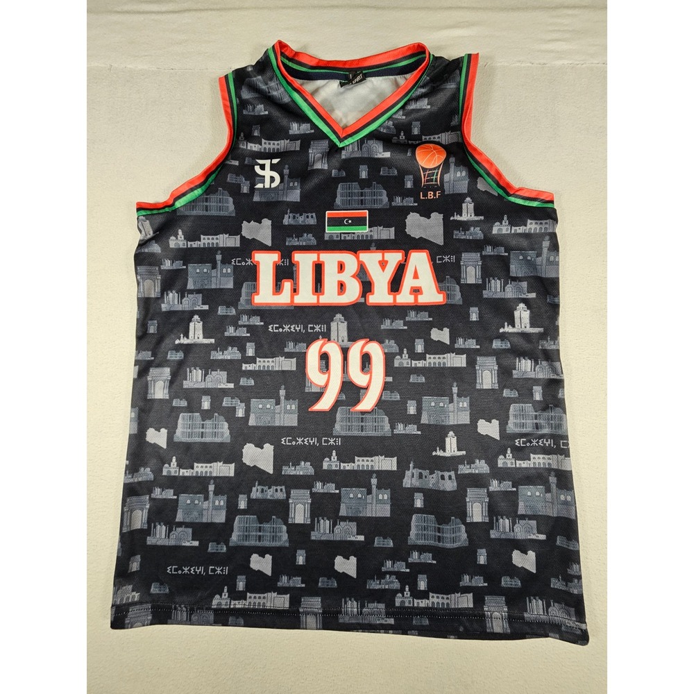 Team Spirit Libya Basketball Jersey Black All Over Print M. Buzgaiya 99 Mens L